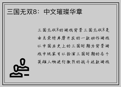 三国无双8：中文璀璨华章